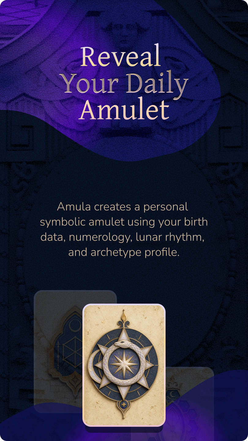 Amula daily amulet cards with a star and crescent symbol